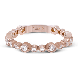 18K Rose Gold Diamond Bezel Stackable Ring by Simon G. Jewelry