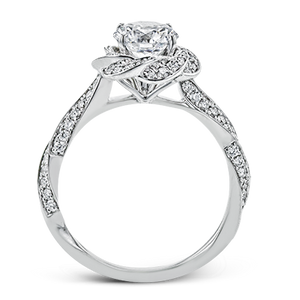 18K White Gold Round Twist Design Diamond Halo Engagement Ring by Simon G. Jewelry