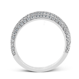 Simon G. 18K White Gold Micro Pave Double Row Cross Over Diamond Band