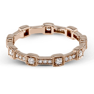 Simon G. 18K Rose Gold Stackable Vintage Style Diamond Ring