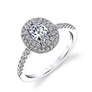 Sylvie 14K White Gold Oval Double Halo Engagement "Claudia" Ring