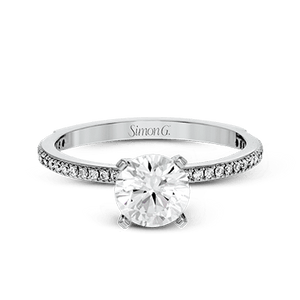Simon G. 18K White Gold Round Pave Diamond Engagement Ring