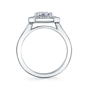 Sylvie 14K White Gold "Cassie" Vintage Style Emerald Cut Diamond Engagement Ring