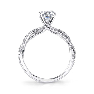 Sylvie 14K White Gold "Leána" Engagement Ring with Intertwined Diamond Shank