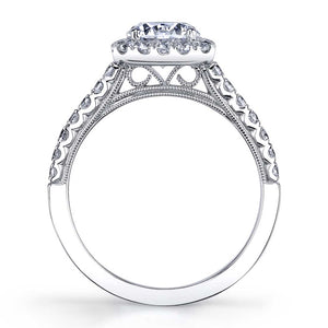 Sylvie 14K White Gold Cushion Halo Engagement "Diandra" Ring