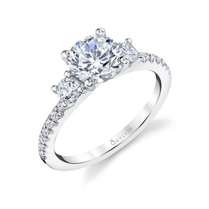 Sylvie 14K White Gold "Amore" Three Stone Diamond Engagement Ring