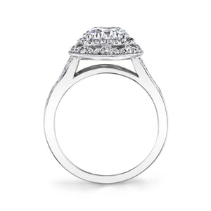 Sylvie 14K White Gold Vintage Inspired Engagement "Jade" Ring