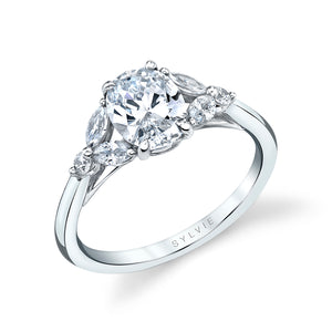 Sylvie 14K White Gold Oval Diamond "Alina" Engagement Ring