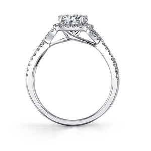 Sylvie 14K White Gold "Jocelina" Oval Shape Spiral Diamond Engagement Ring