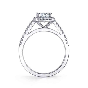Sylvie 14K White Gold Classic Cushion Cut Halo Engagement "Klara" Ring