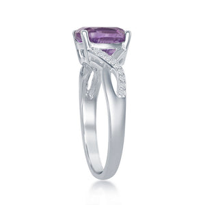 Sterling Silver Purple Amethyst & White Topaz Ring