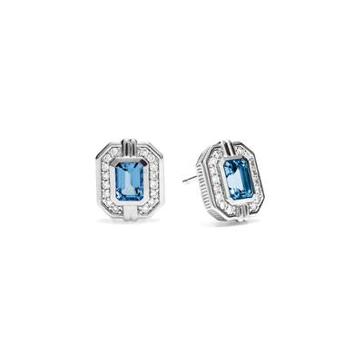 Judith Ripka Blue Topaz & Diamond Stud Adrienne Earrings
