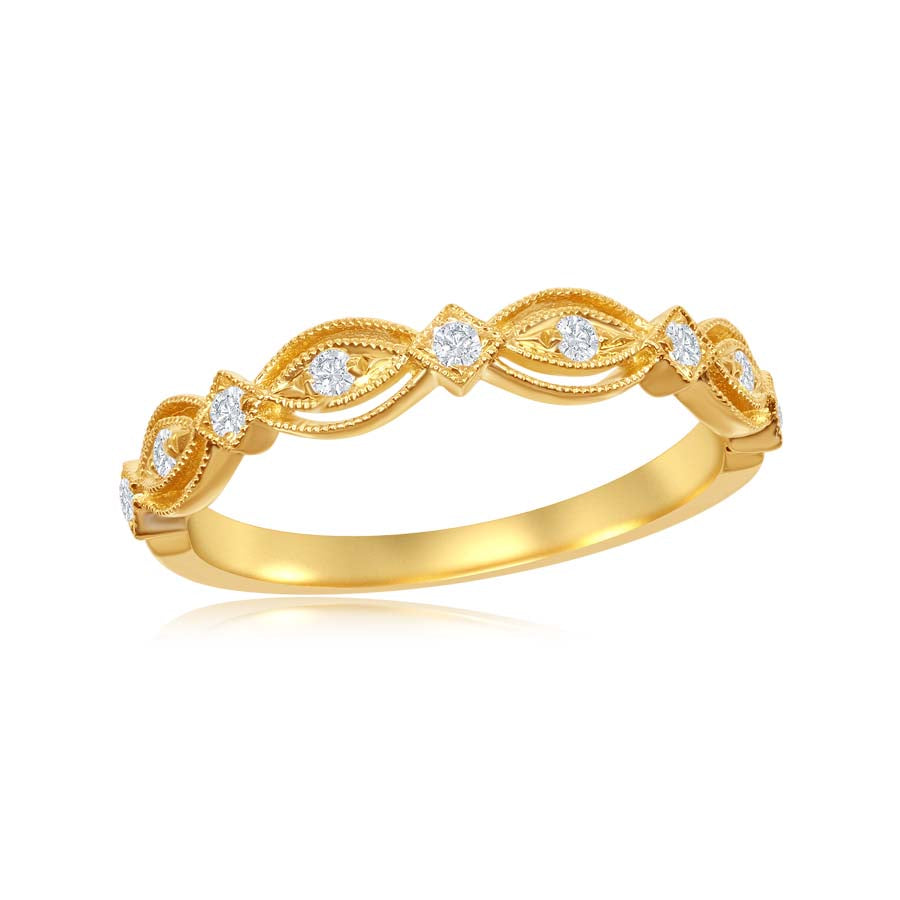14K Yellow Gold Diamond Vintage Inspired Ring