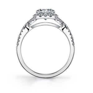 Sylvie 14K White Gold "Faustine" Classic Spiral Halo Engagement Ring