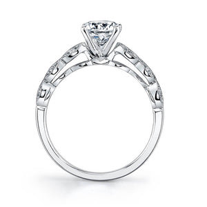 Sylvie 18K White Gold "Cheyanne" Diamond Engagement Ring with Double Row Shank