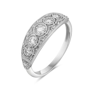 14K White Gold Diamond Vintage Style Ring