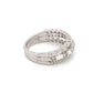 14K White Gold Three Row Baguette & Round Diamond Ring