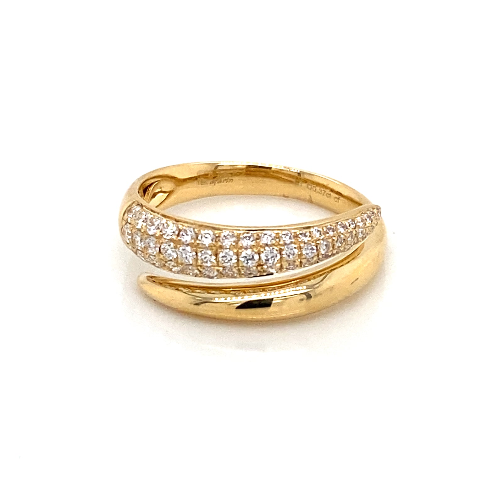 18K Yellow Gold Diamond Pave Bypass Ring