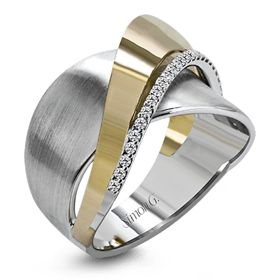 Simon G. 18K White & Yellow Gold Crossover Wide Matte Ring