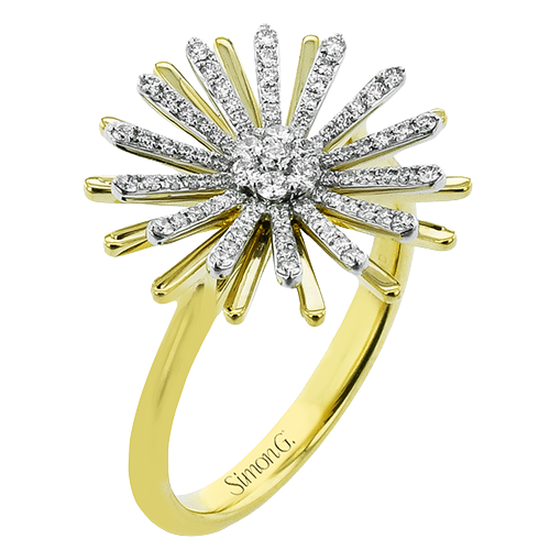 Simon G 18K Two Tone Diamond Starburst Cluster Ring