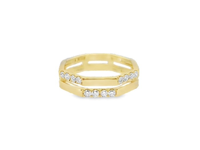 18K Yellow Gold Geometric Diamond Ring