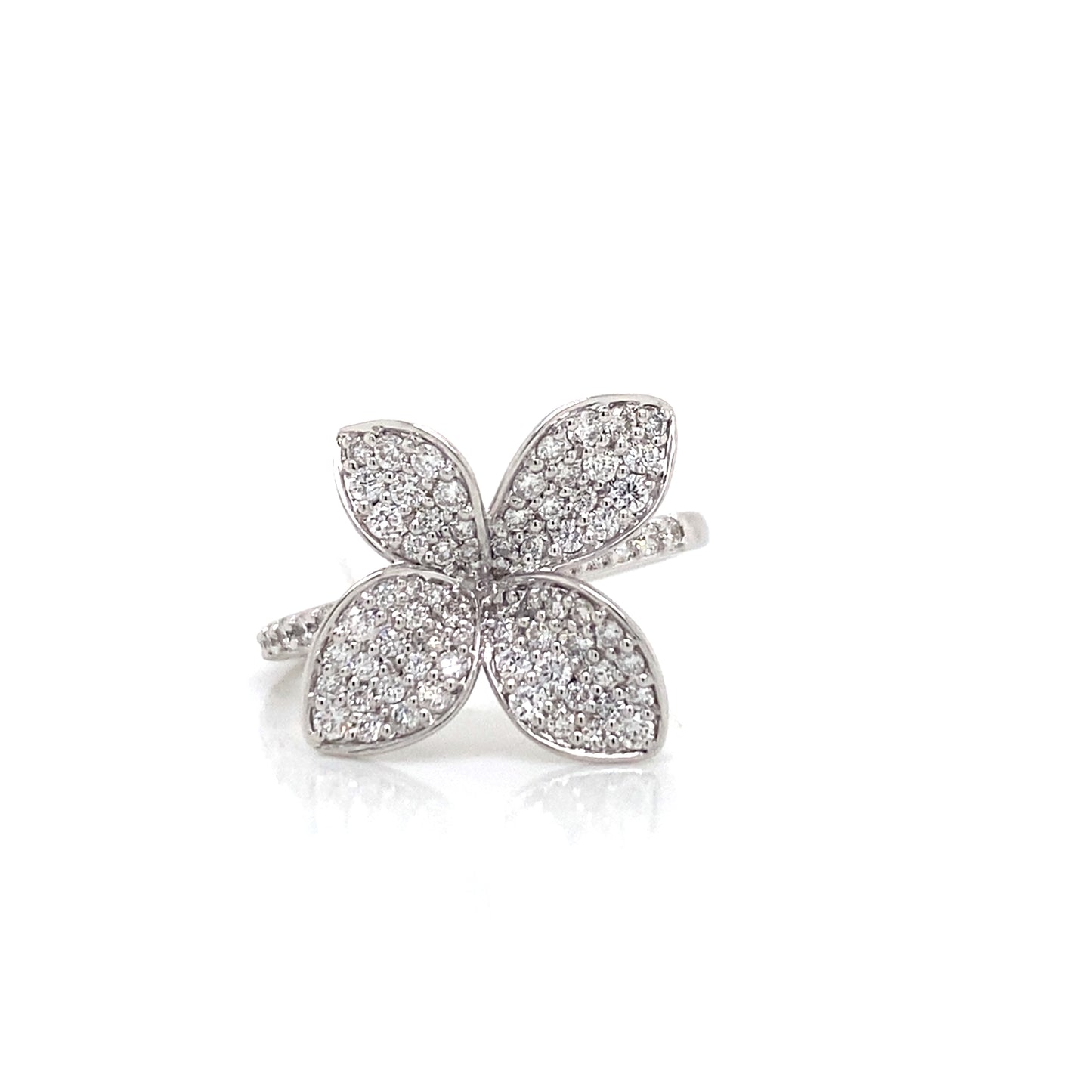 14K White Gold Diamond Flower Ring