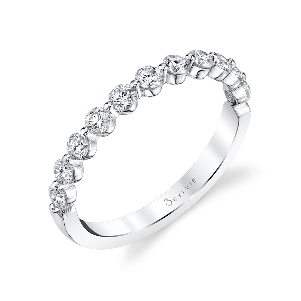 Sylvie 14K White Gold Diamond Shared Prong Set Wedding Band