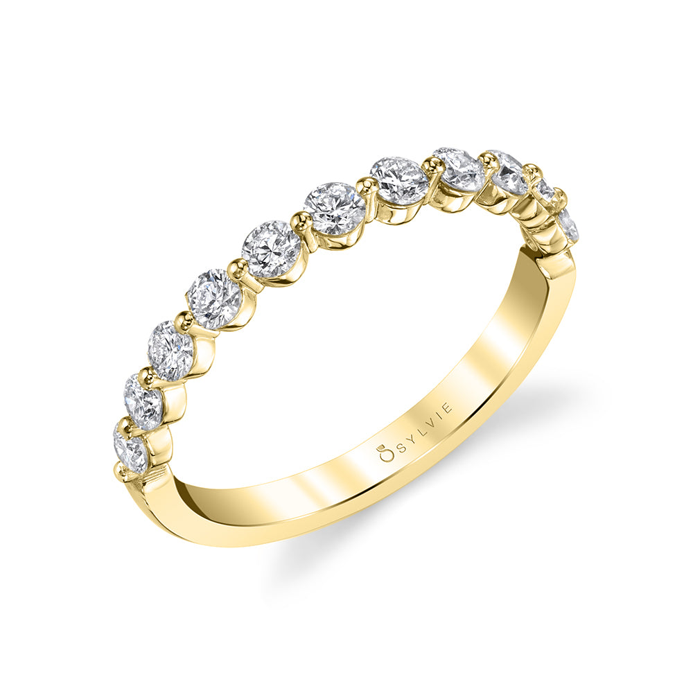 Sylvie 14K Yellow Gold Diamond Single Shared Prong Set Wedding Band