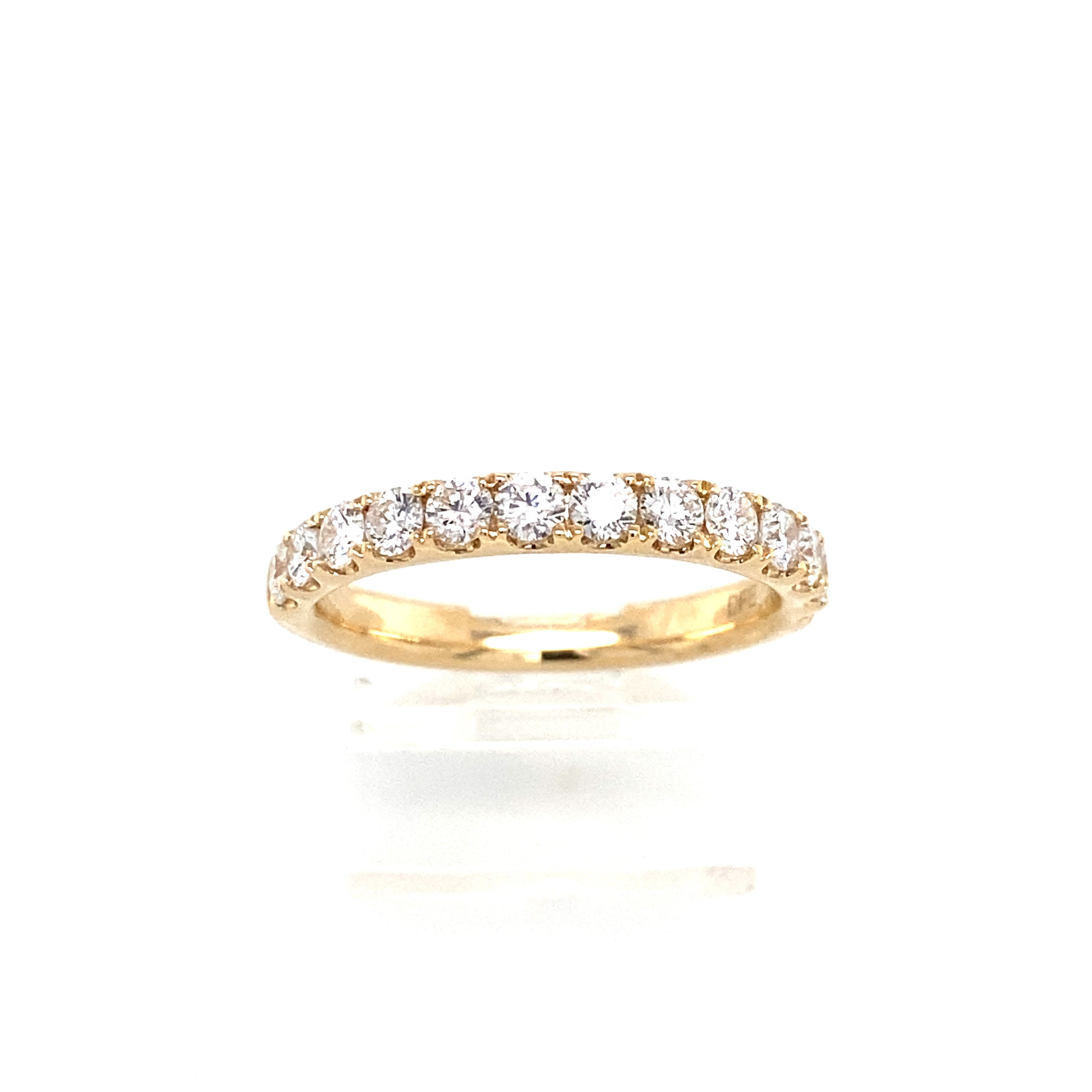 14K Yellow Gold Round Diamond Half Way Wedding Band