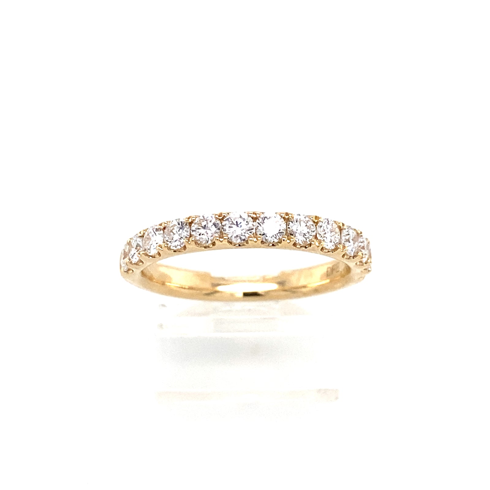 14K Yellow Gold Round Diamond Half Way Wedding Band