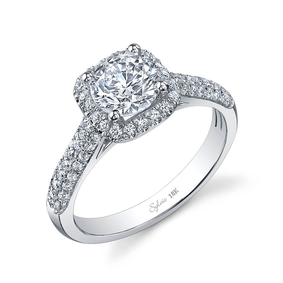 Sylvie 18K White Gold "Coco" Diamond Engagement Ring