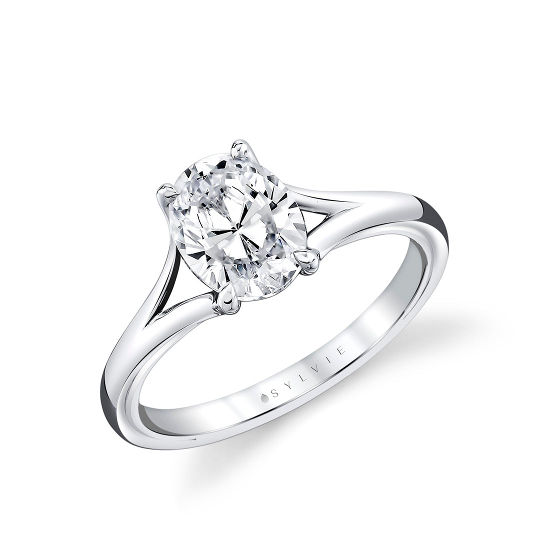 Sylvie 14K White Gold "Vera" Oval Solitaire Engagement Ring