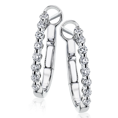 Simon G 18K White Gold Diamond Oval Shape Huggie Earrings Diamond