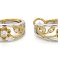 Simon G. Two Tone Diamond Floral Design Hoop Earrings