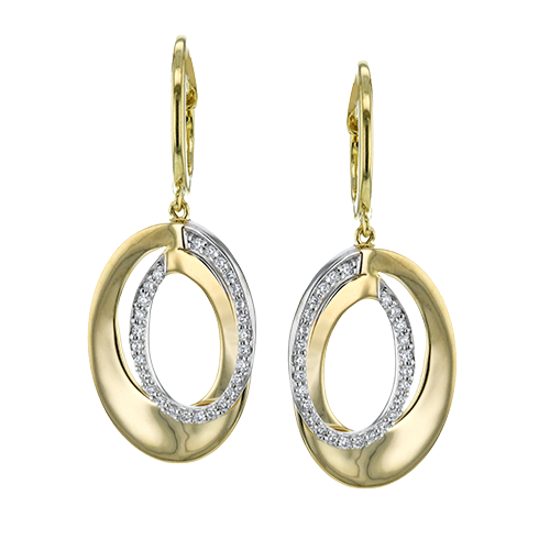 Simon G. 18K Yellow & White Gold Diamond Oval Drop Earrings