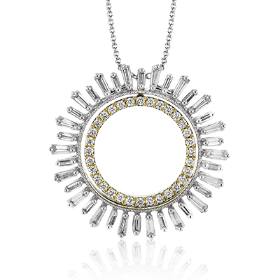 18K Yellow & White Gold Diamond Circle Necklace by Simon G. Jewelry