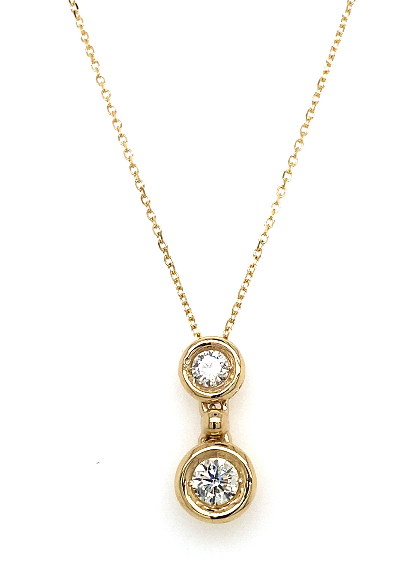 14K Yellow Gold Duo Diamond Bezel Necklace