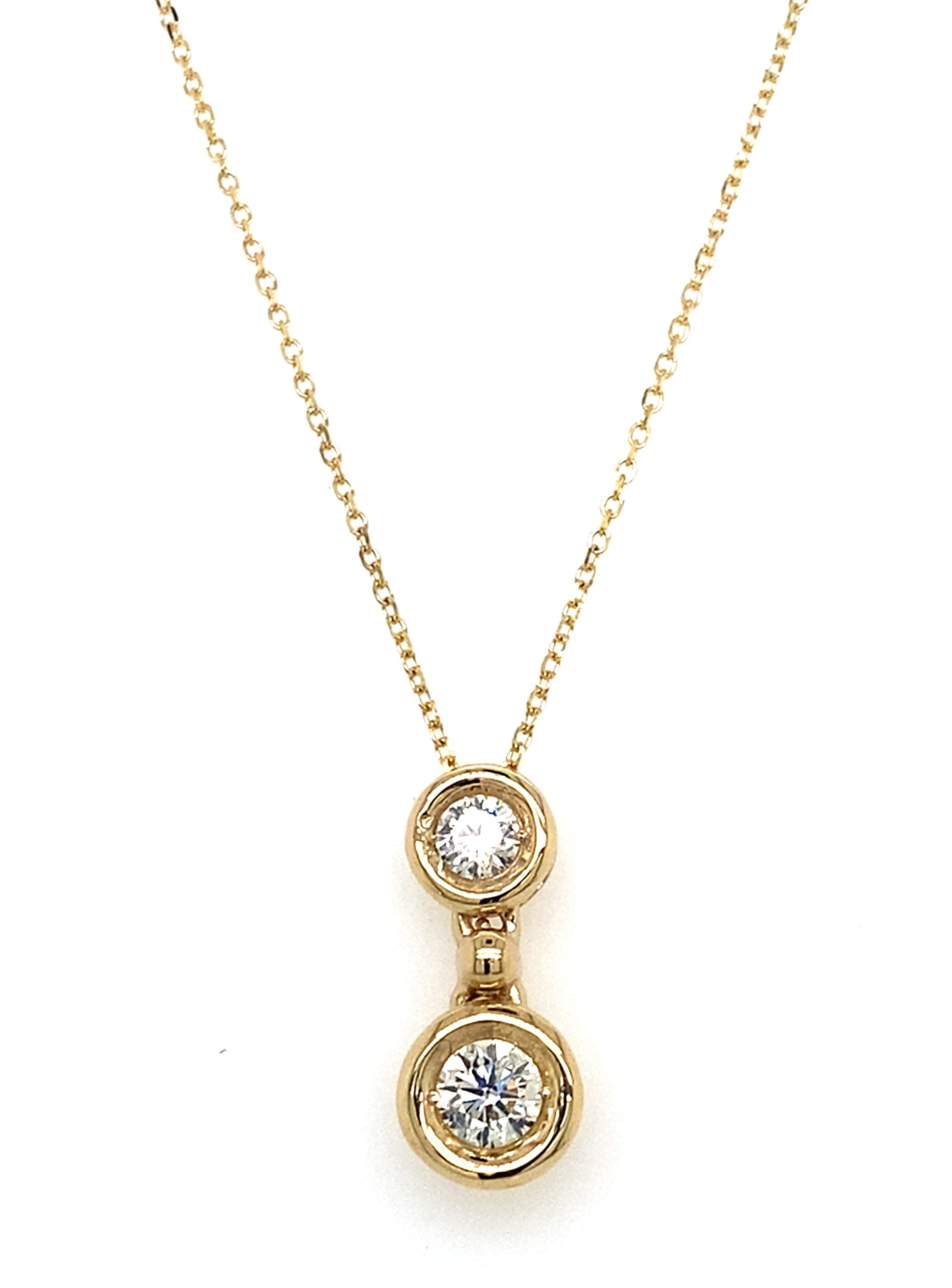 14K Yellow Gold Duo Diamond Bezel Necklace