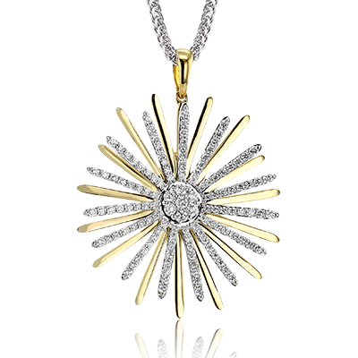 Simon G 18K Two Tone Gold Diamond Starburst Pendant Necklace