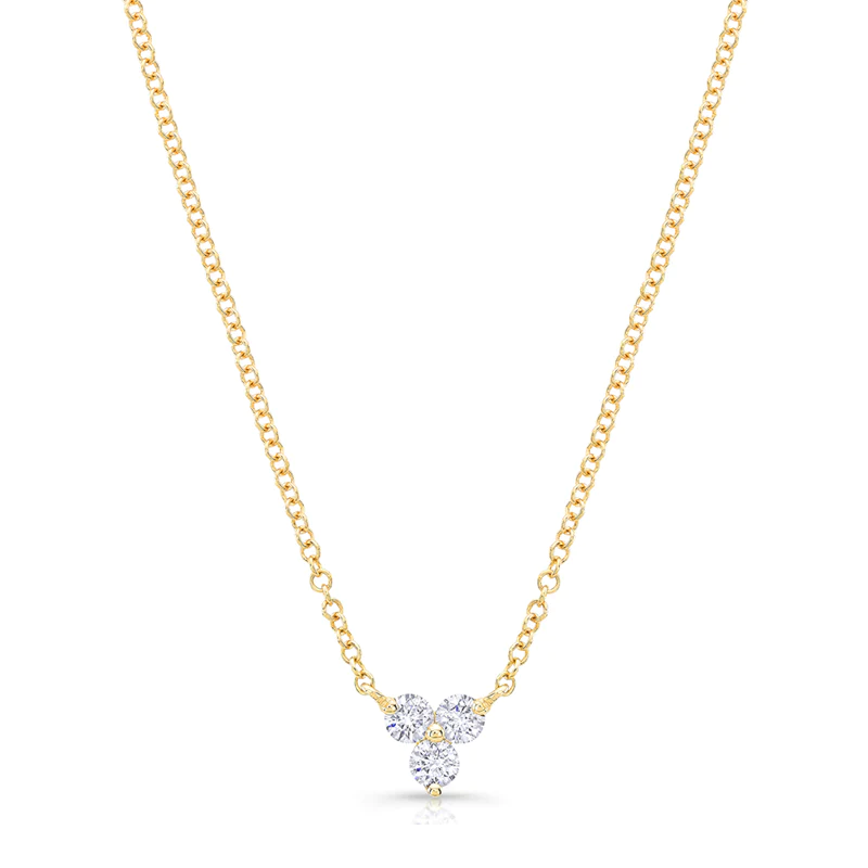 14K Yellow Gold Diamond Trinity Necklace