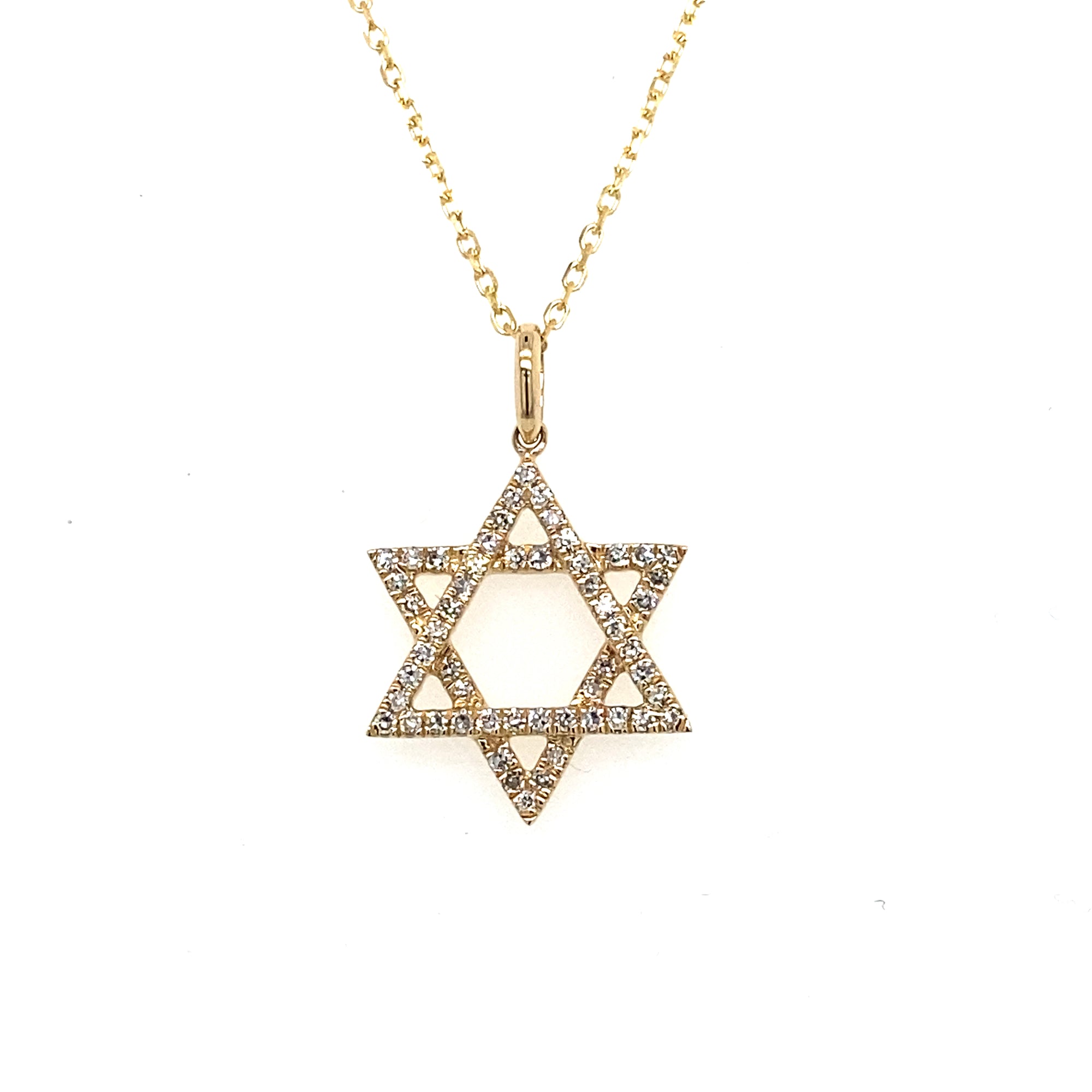 14K Yellow Gold Diamond Star Of David