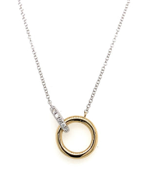 14K Two Tone Diamond Circle Necklace