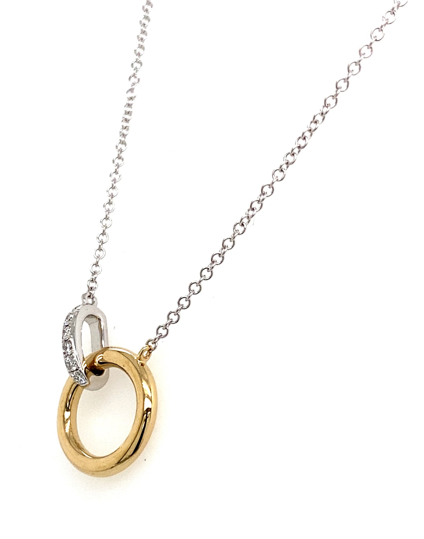 14K Yellow & White Gold Interlocking Circle Necklace