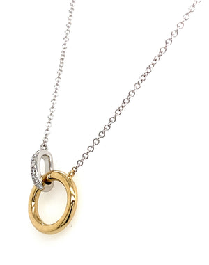 14K Two Tone Diamond Circle Necklace