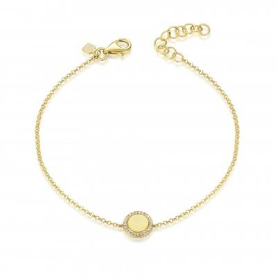14K Yellow Gold Diamond Disc Cable Link Bracelet