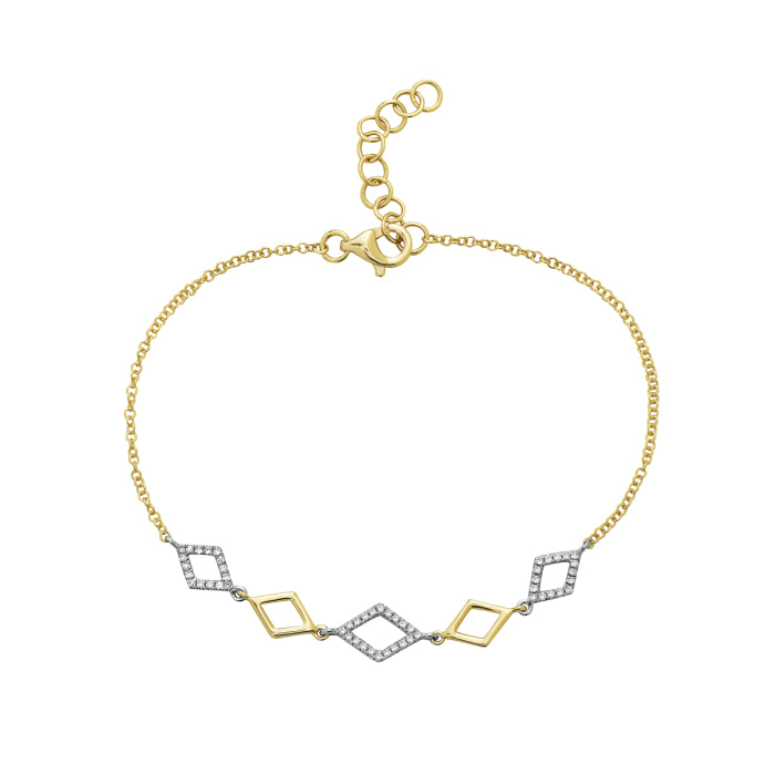 14K Yellow & White Gold Diamond Link Bracelet