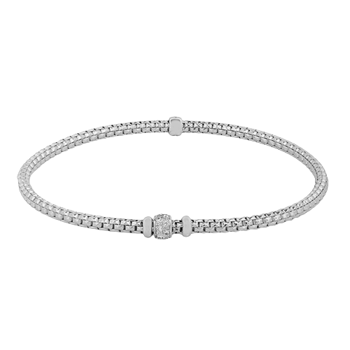 18K White Gold Mesh with Diamond Accent Center Station Bracelet by Simon G. Jewelry