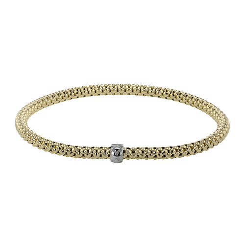 18K Yellow Gold Mesh Bracelet with White Accent Bead by Simon G. Jewelry