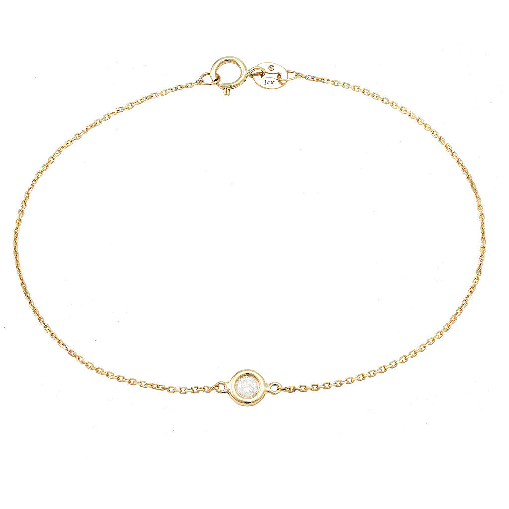 14K Yellow Gold Diamond Bezel Bracelet