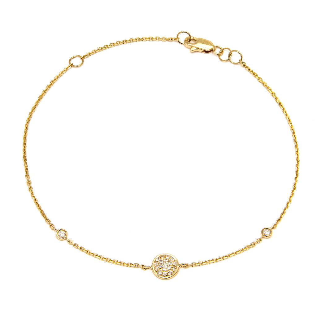 14K Yellow Gold Diamond Cluster Bracelet